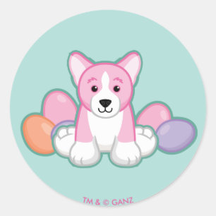 Lil Frühlingcorgi-Muster Runder Aufkleber