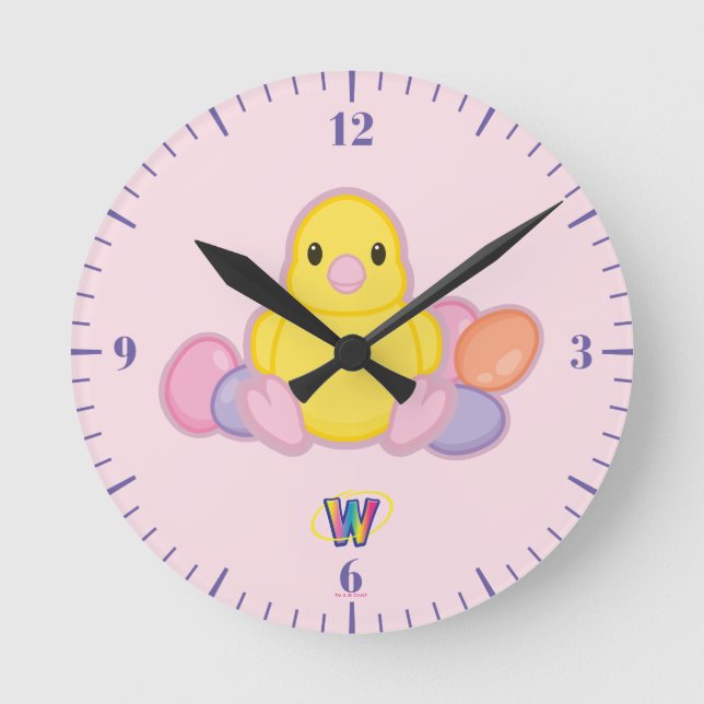 Lil Frühlings-Küken-Muster Runde Wanduhr (Vorderseite)