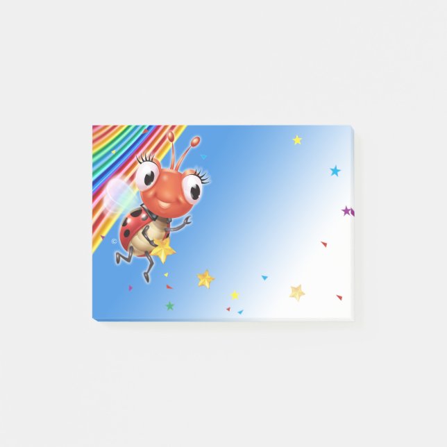 Lil Ladybug Regenbogenstars Postit Notizblock (Vorderseite)