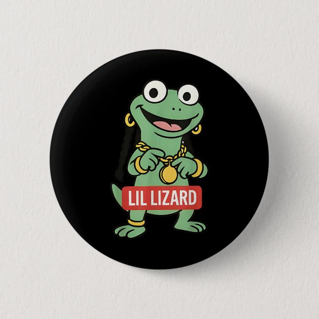 Lil Lizard Funny Lizard Trending Meme Button (Vorderseite)