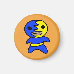 Li'l Lucha Libre Ringkämpfer-Magnet (Blau-Gelb) Magnet