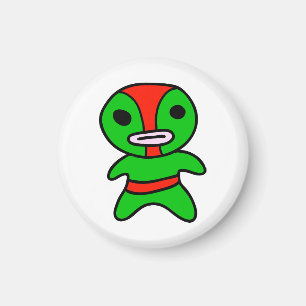 li'l Lucha Libre Ringkämpfer-Magnet (Grün-Rot) Magnet