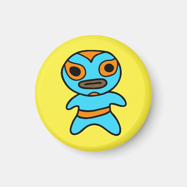 Li'l Lucha Libre Wrestler Magnet (Blue-Orange) (Vorne)