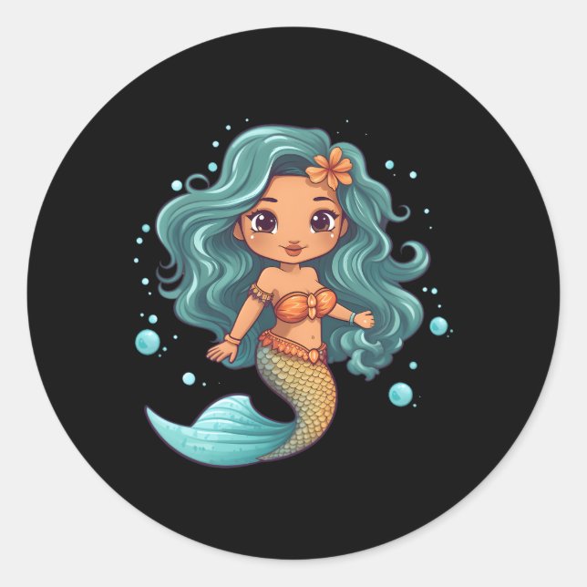 Lil Mermaid Runder Aufkleber (Vorderseite)