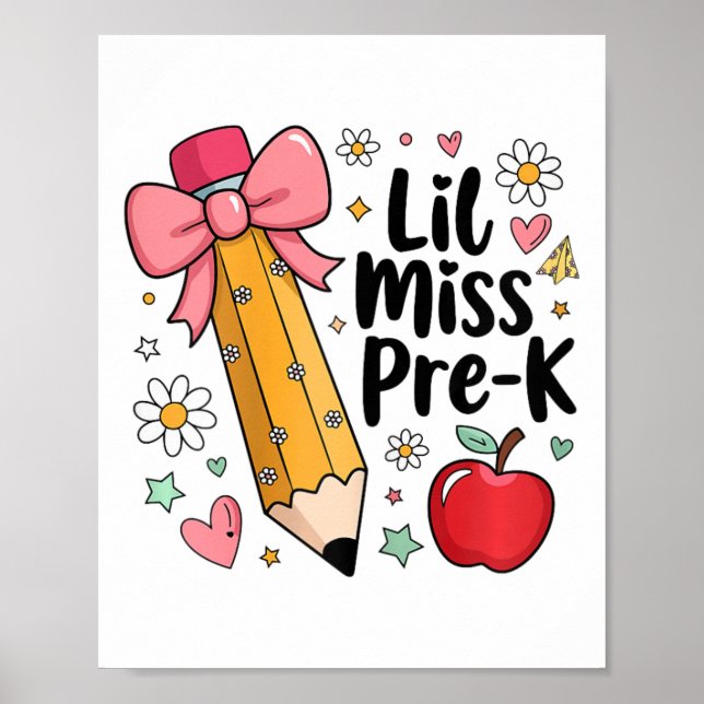 Lil Miss Vorschulkinder Mädchen Bleistift Schleife Poster (Vorne)