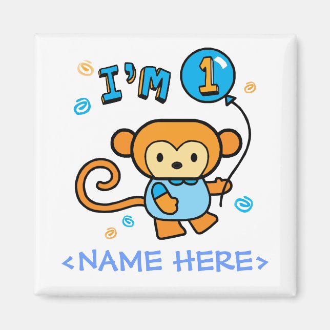 Lil Monkey 1. Geburtstag Magnet (Vorne)