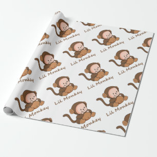 "Lil Monkey"-Fusion Zitat Niedlicher Baby-Affe Geschenkpapier
