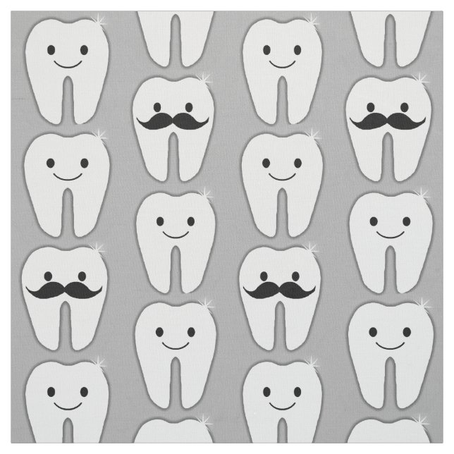 Lil Mustache Tooth auf Grau Stoff (Muster)