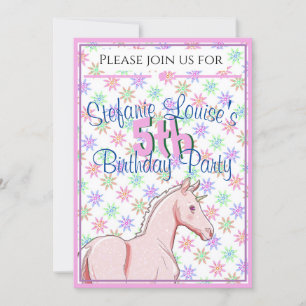 Lil Palomino Einicorn Geburtstag (rosa/lila) Einladung