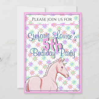 Lil Palomino Einicorn Geburtstag (rosa/lila) Einladung