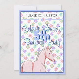 Lil Palomino Unicorn Geburtstag (pink/blau) Einladung