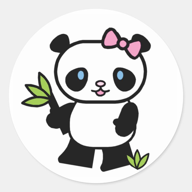 Lil Panda Girl Runder Aufkleber (Vorderseite)
