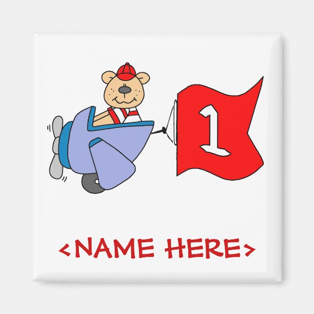 Lil Pilot Bear 1. Geburtstag Magnet (Vorne)