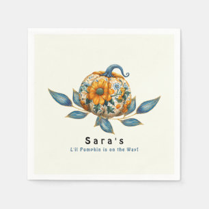 L'il Pumpkin on Way Colorful Baby Shower Serviette