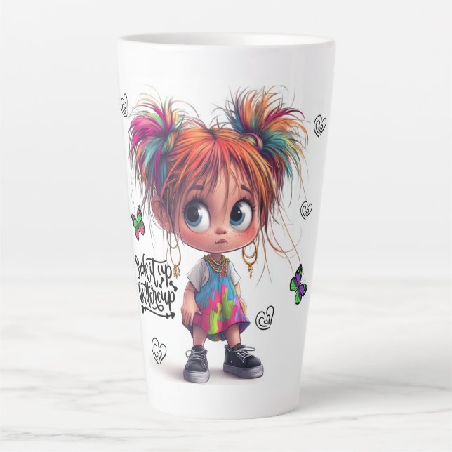 Lil Quirky Girl Buttercup Latte Tasse (Vorderseite)