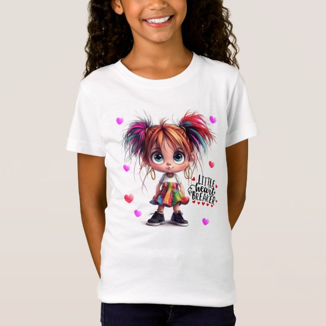 Lil Quirky Girl Heartbreaker Kids T - Shirt (Vorderseite)