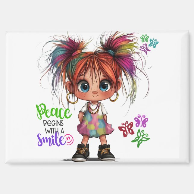 Lil Quirky Girl Smile Magnet (Vorderseite)