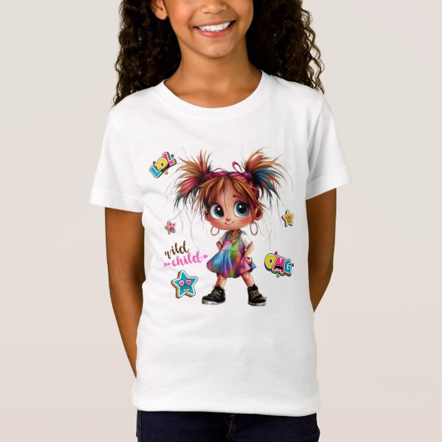 Lil Quirky Girl Wild Child Kids T - Shirt (Vorderseite)
