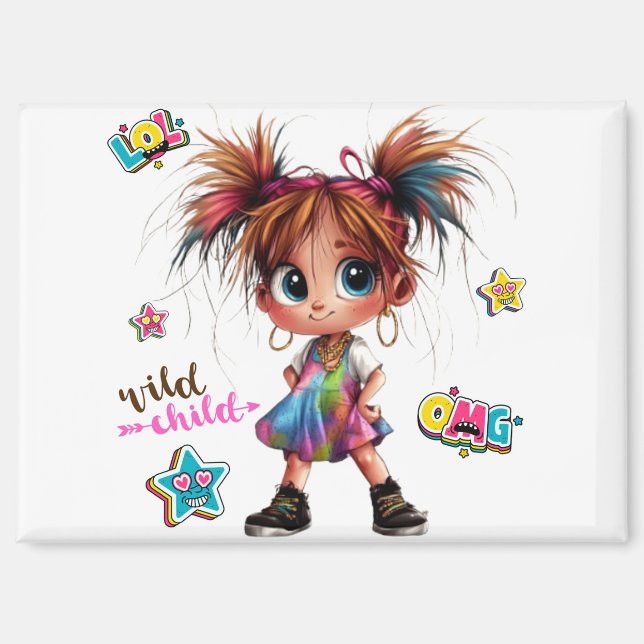 Lil Quirky Girl Wild Child Magnet (Vorderseite)