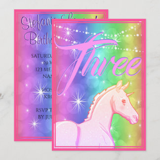 Lil Rainbow Unicorn Geburtstag (Regenbogenblasen) Einladung