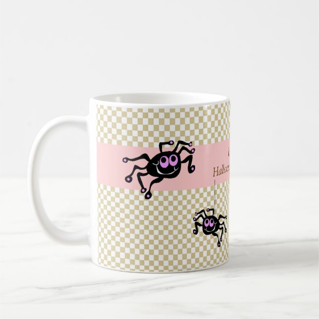 Lil rosa Spinnen-Halloween-Baby-Duschen-Tassen Tasse (Links)