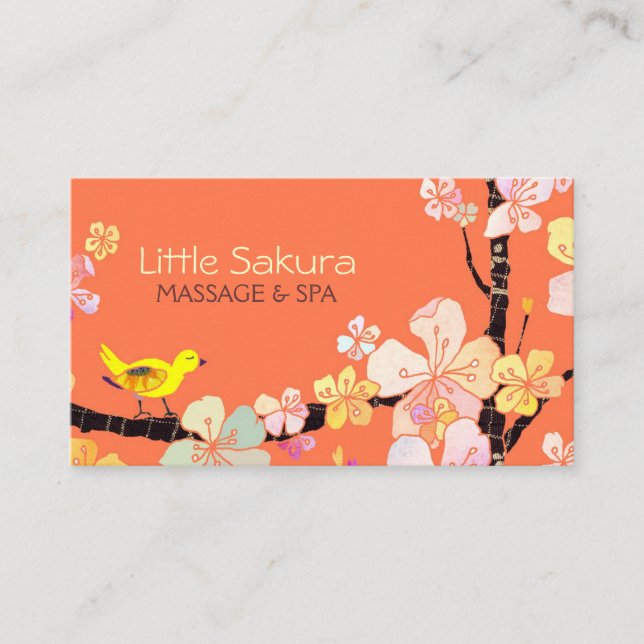 Lil Sakura Bird Massage + Wellness-Center Bestellu Terminkarte (Vorderseite)