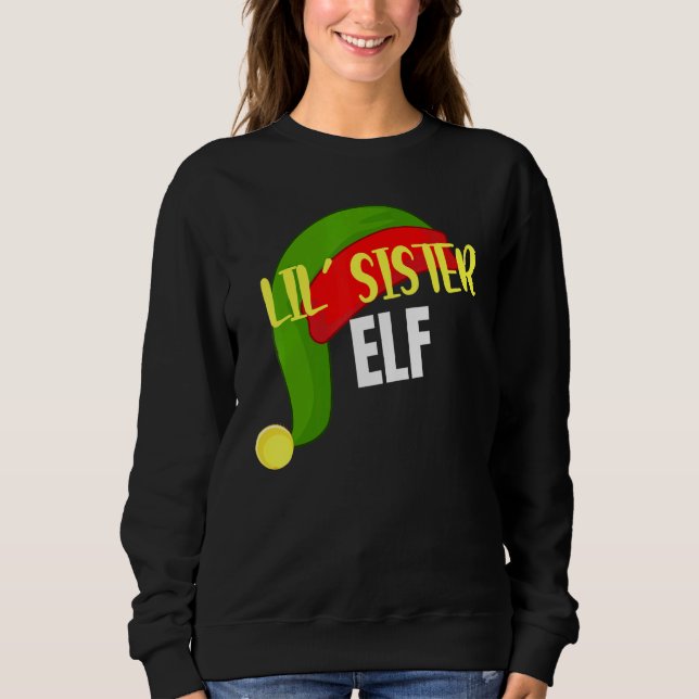 Lil Sister Elf Matching Family Group Christmas Par Sweatshirt (Vorderseite)