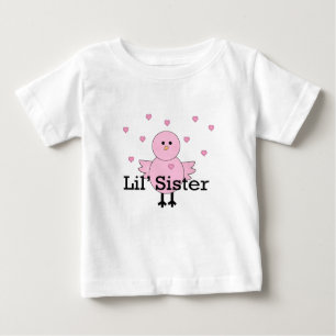 Lil' Sister Pink Chick & Hearts Baby T-shirt