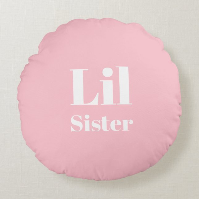 Lil Sister Pink White Girl Rundes Kissen (Vorderseite)