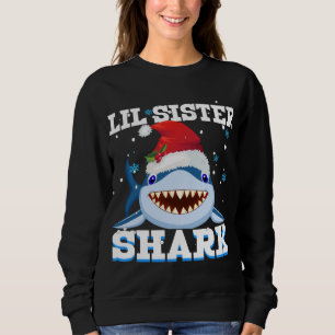 Lil Sister Shark Weihnachtsmannmütze Weihnachten Sweatshirt