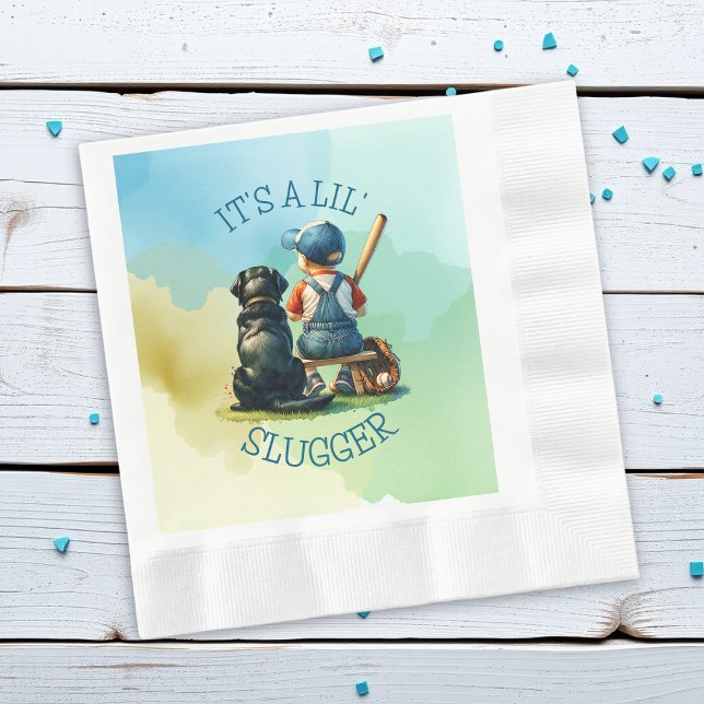 Lil' Slugger mit seinem Hund | Babydusche Serviette (Von Creator hochgeladen)