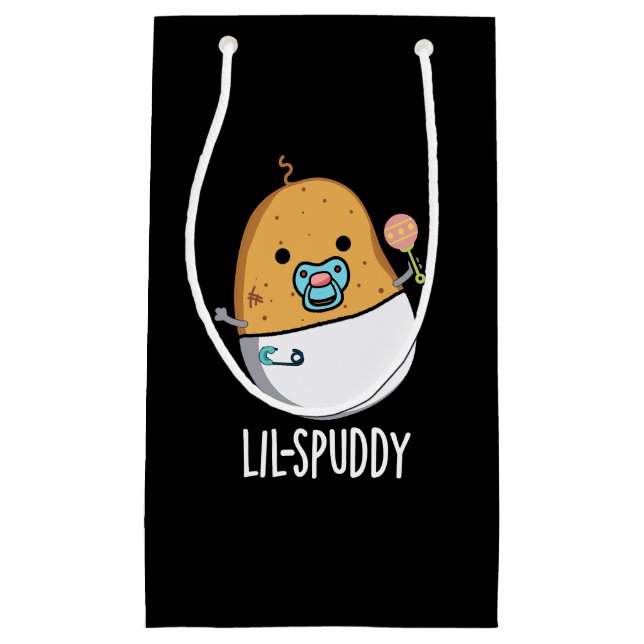 Lil-spuddy Funny Potato Pun Dark BG Kleine Geschenktüte (Vorderseite)