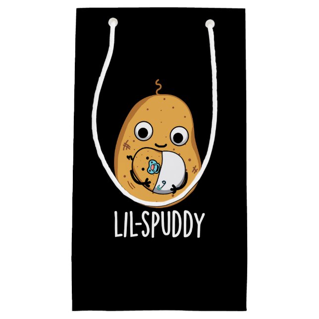 Lil Spuddy Funny Potato Pun Dark BG Kleine Geschenktüte (Vorderseite)