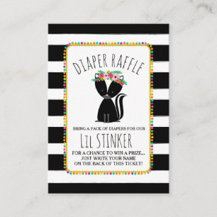 Lil Stinker Boho Stinktier-Babyparty-WindelRaffle Begleitkarte