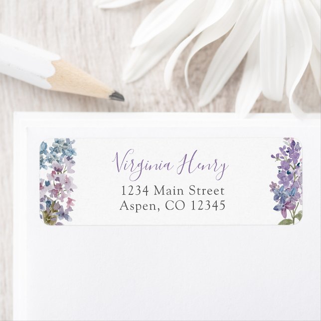 Lila (Purple Floral Address Label by Painted Paperie
)