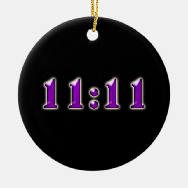 Lila 11:11 Zahlen Keramik Ornament (Vorne)
