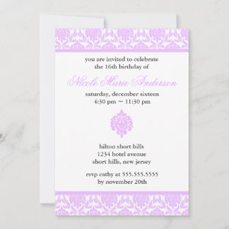 Lila 16 . Geburtstag-Einladungen Einladung