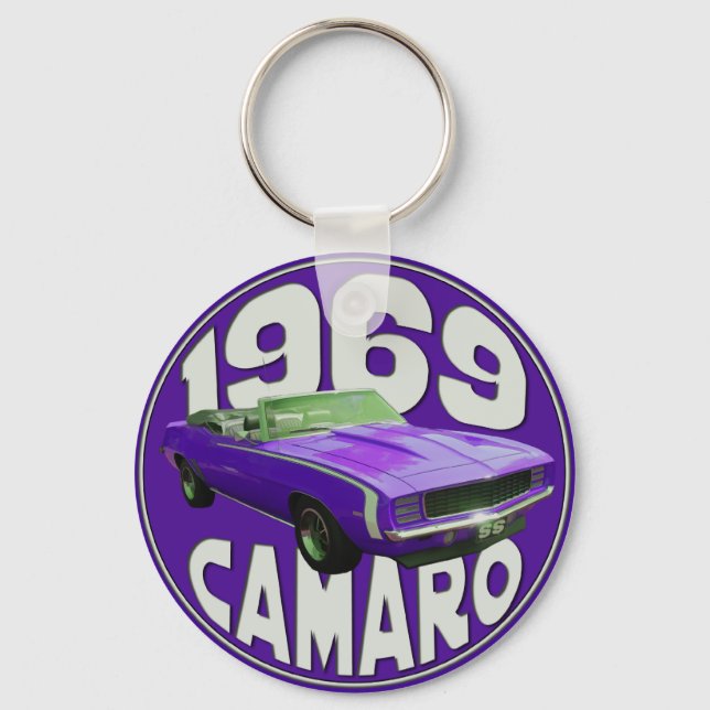 Lila 1969 Camaro Super Sport voll Schlüsselanhänger (Vorderseite)