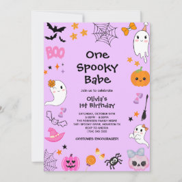 Lila 1 Spooky Babe Girl Halloween 1. Geburtstag Einladung