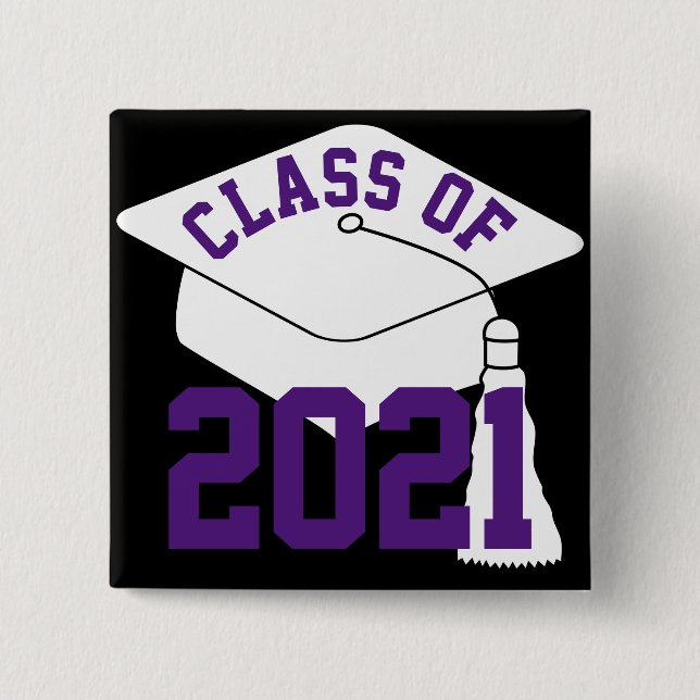 Lila 2024 Grad Cap Button (Vorderseite)