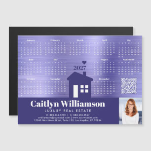 Lila 2027 Kalender Realtor Foto QR Code Magnet