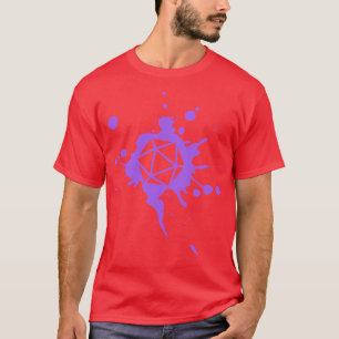 Lila 20-seitiger Würfel-Farbspritzer-Spraypaint-Re T-Shirt