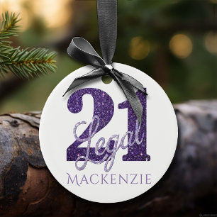 Lila 21 und Recht   Chic 21. Geburtstag Custom Keramik Ornament