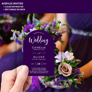 Lila 2 Akryllische Hochzeit lädt zur Modernität vo Acryleinladungen