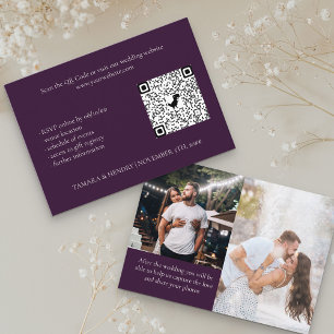 Lila 2-Foto-Online-UAWG QR-Code Hochzeit Begleitkarte