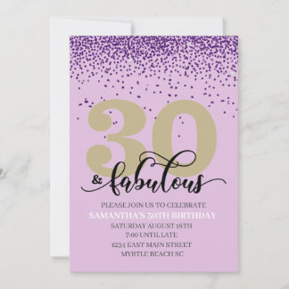 Lila 30 und tolle Geburtstagsparty Einladung