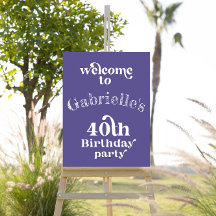 Lila 40. Geburtstag Party Begrüßungszeichen