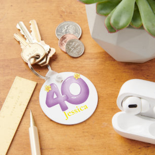 Lila 40. Geburtstags-Golfer-Geschenk, 40 Jahre Ele Schlüsselanhänger