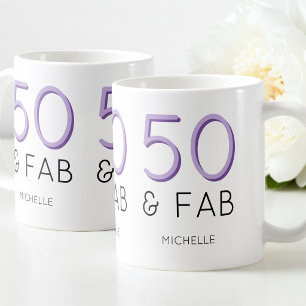 Lila 50 und fabelhaft Moderne 50. Geburtstagsfeier Kaffeetasse