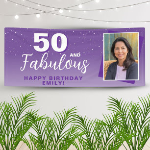 Lila 50 und fabelhaftes 50. Geburtstag Foto Banner